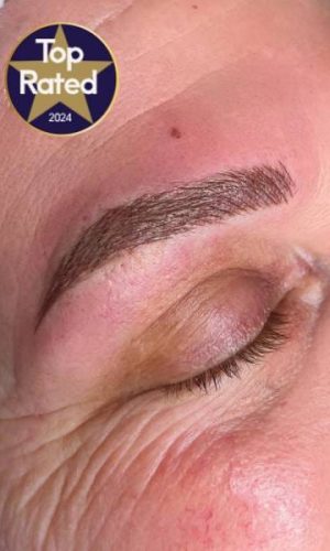 Natural-looking eyebrow microblading results for mature skin