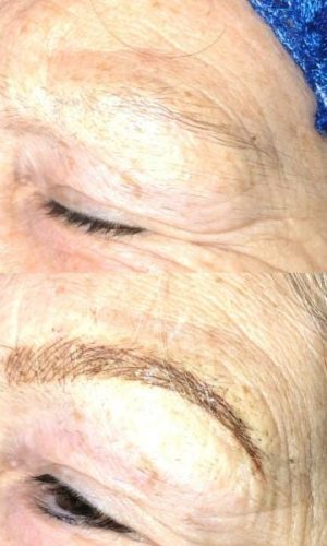 Before and after - eyebrow microblading in reading on mature skin